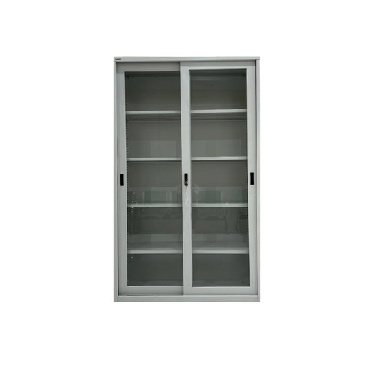 دولاب حديد 4 رف باب زجاج